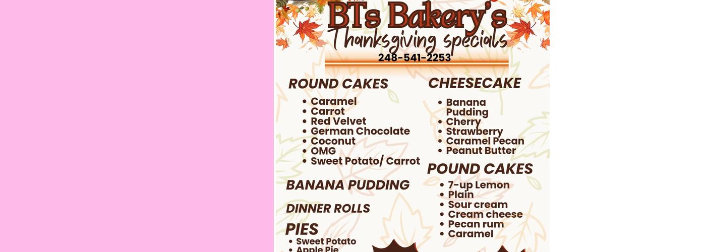 BT'S BAKERY Shop Menu