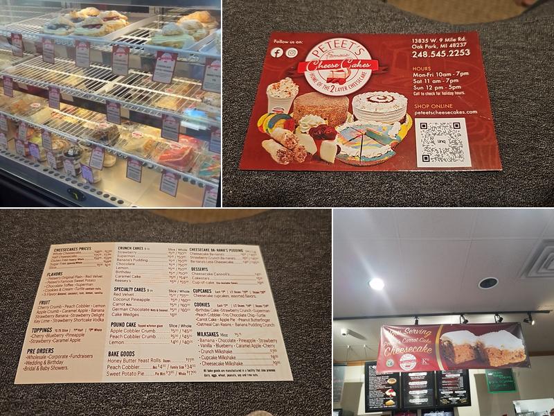 Peteet's Famous Cheesecakes Menu