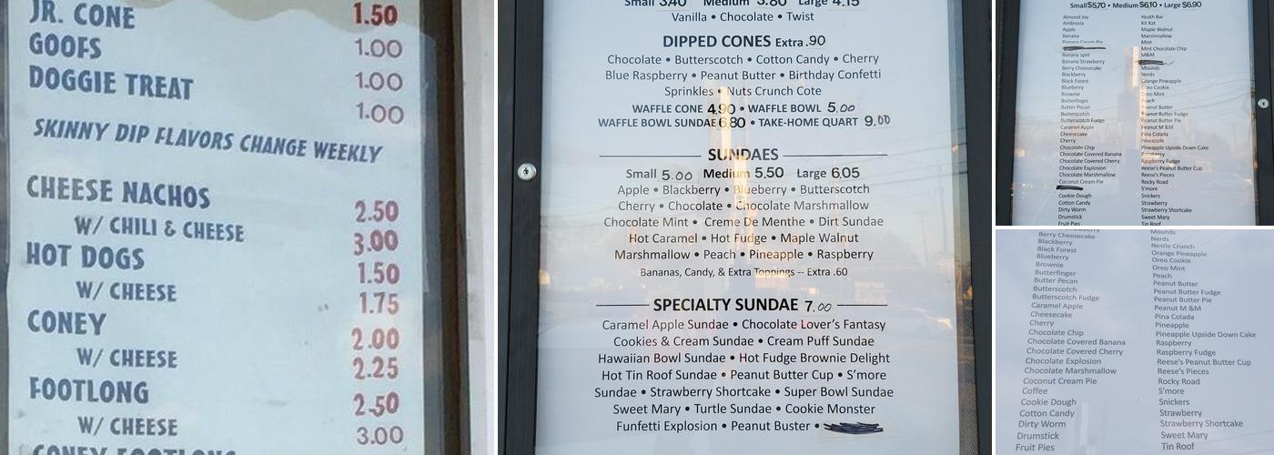 Custard Corner Menu