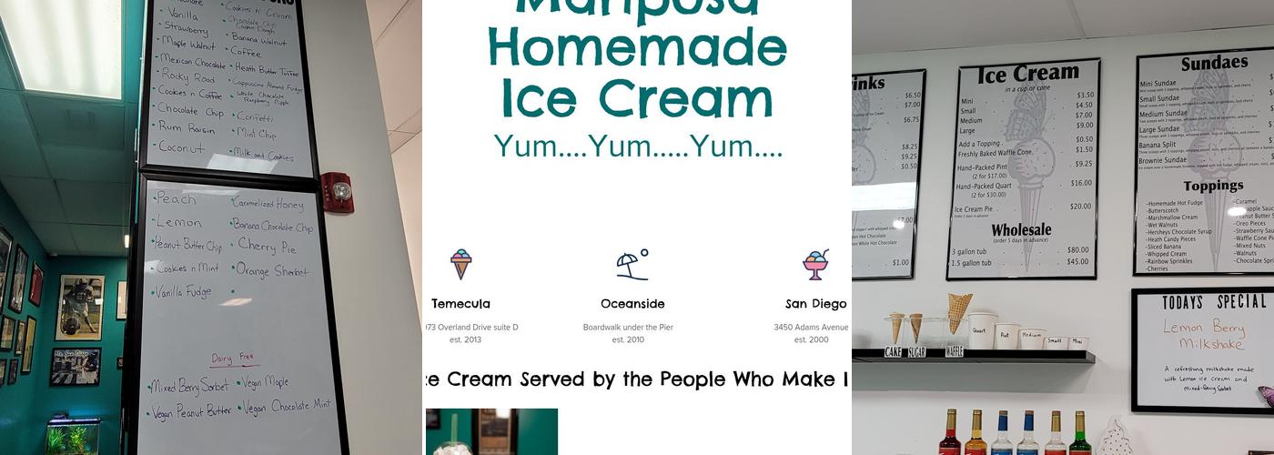 Mariposa Ice Cream Temecula Menu