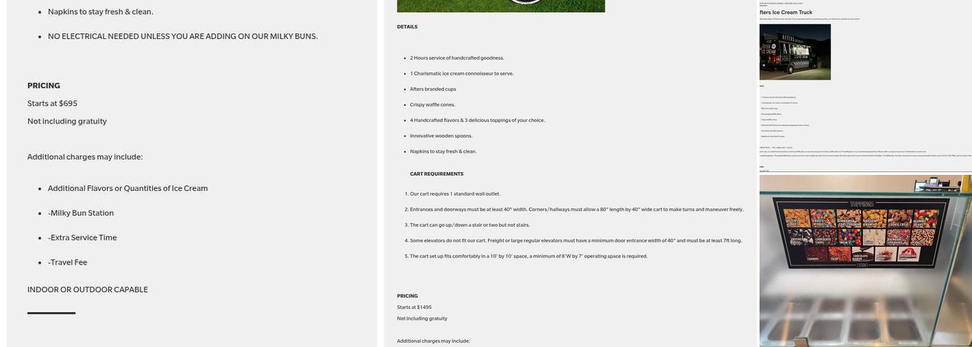 Afters Ice Cream Menu