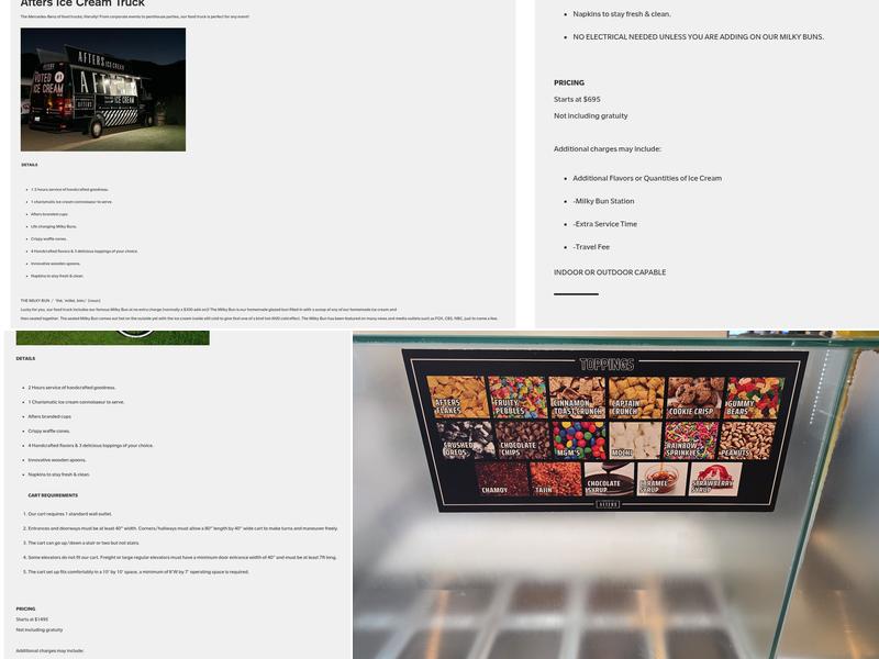 Afters Ice Cream Menu