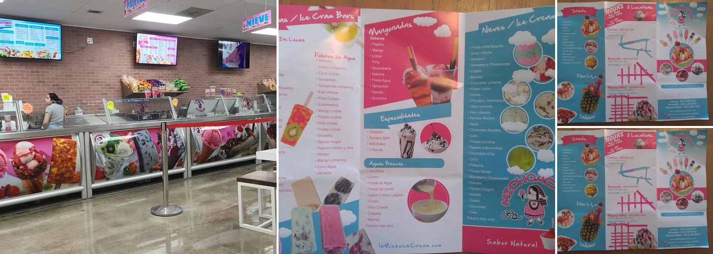 La Michoacana Ice Cream Menu