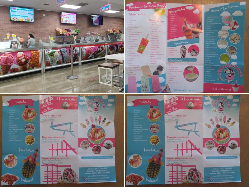 La Michoacana Ice Cream Menu