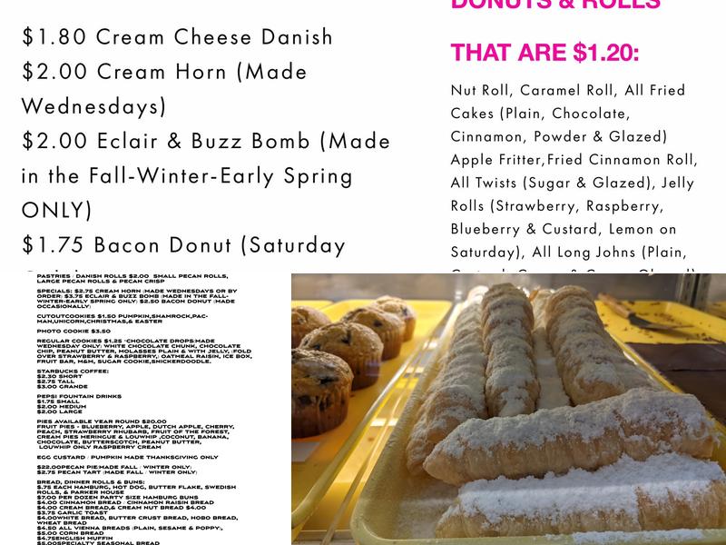 Louie's Bakery Menu