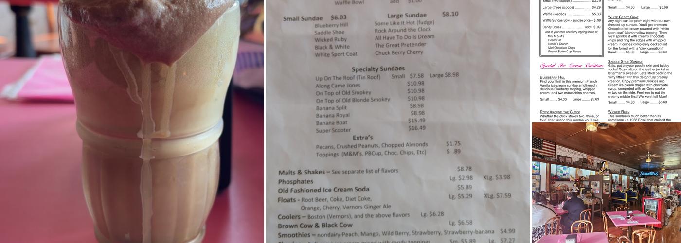 Scooters Malt Shoppe & Travelling Treats Menu