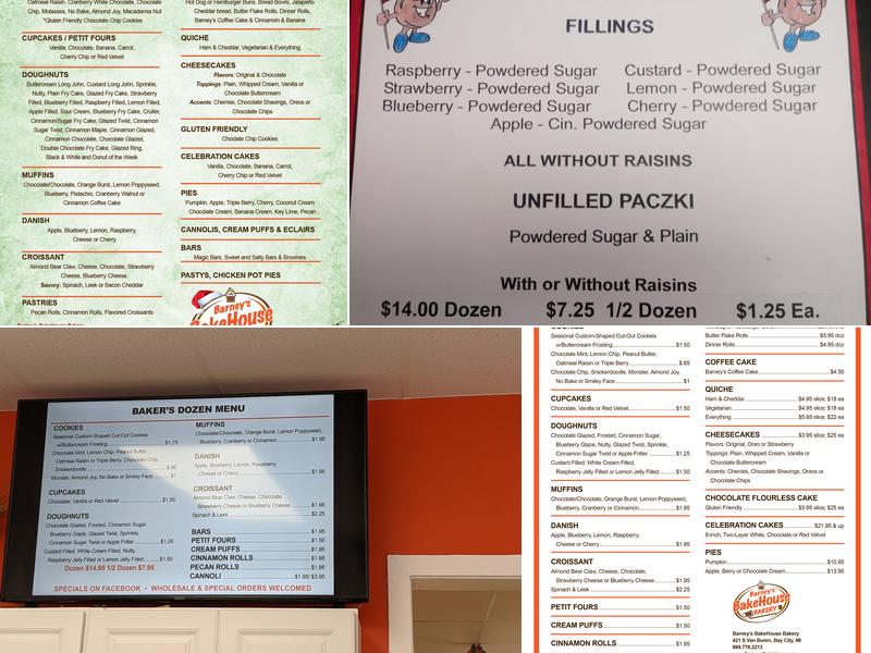 Barney's BakeHouse Bakery Menu