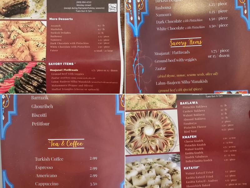 Mediterranean Bakery Menu
