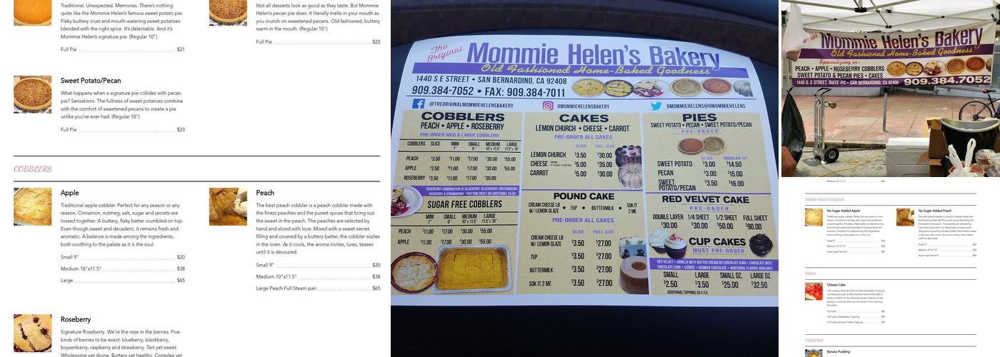 The Original Mommie Helen's Bakery Menu