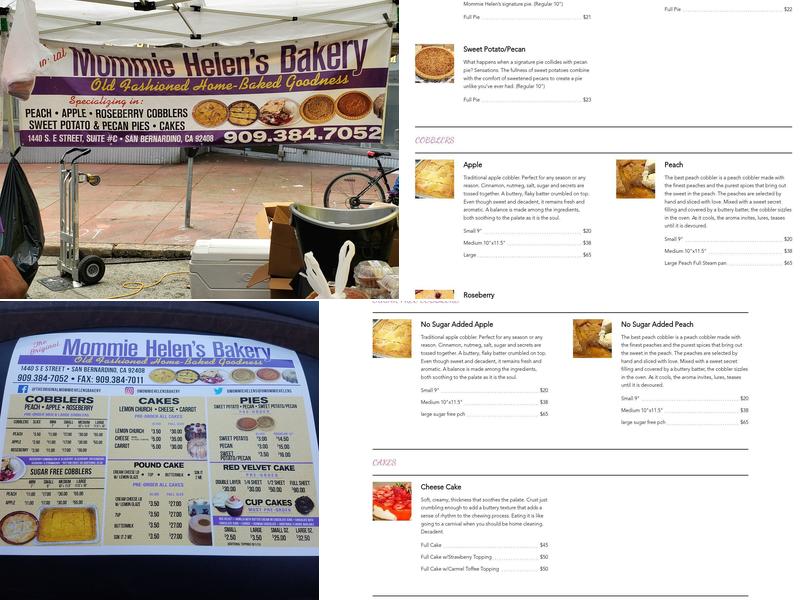 The Original Mommie Helen's Bakery Menu
