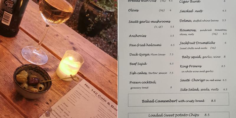 No. 142 Café & Bar Menu