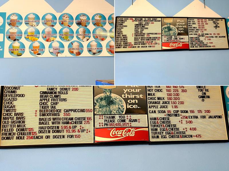 K D's Donuts Menu