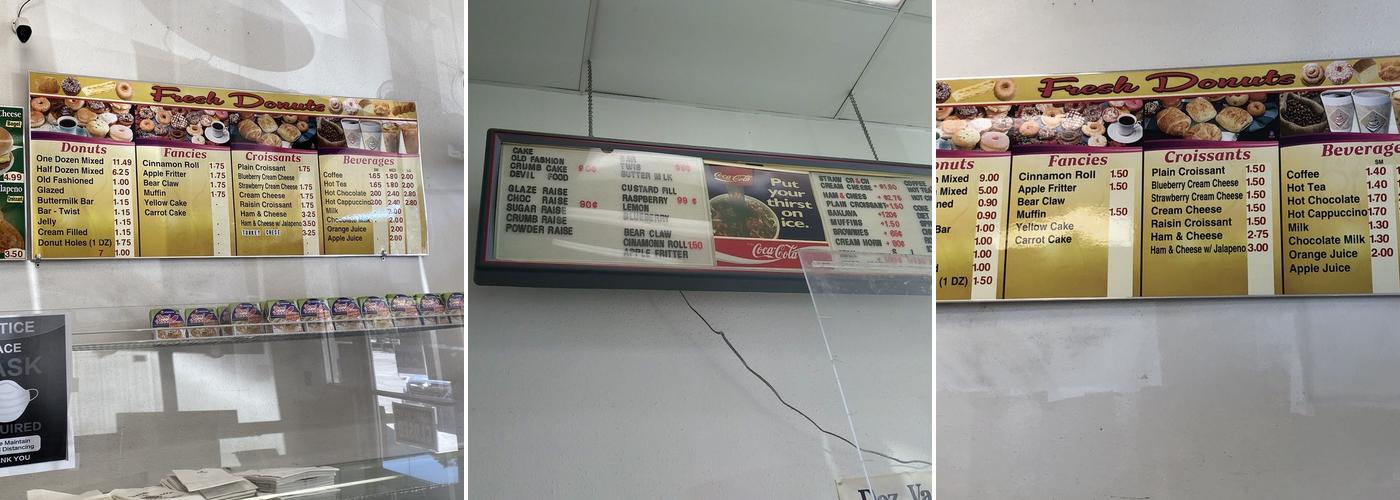 Fresh Donuts Menu