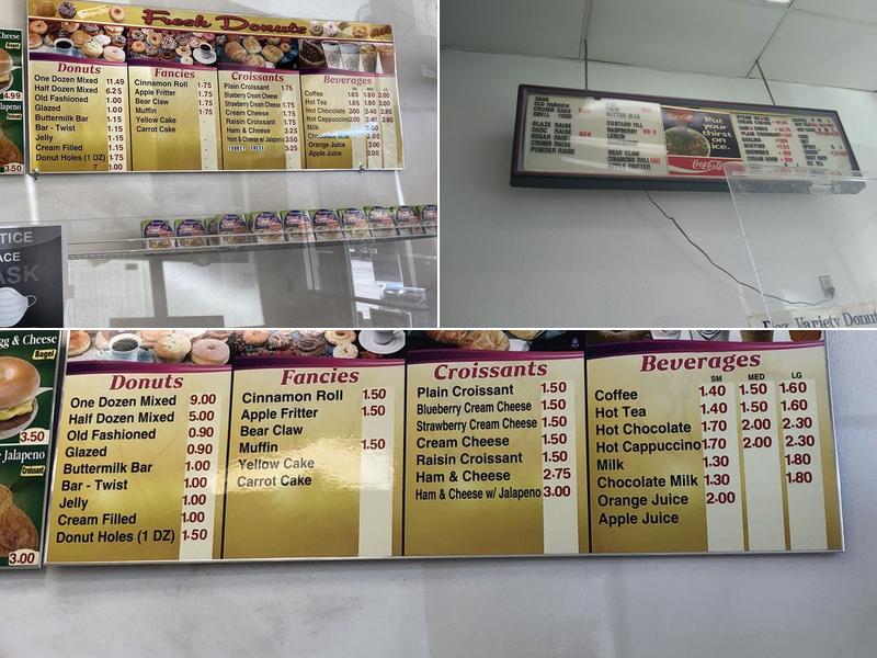 Fresh Donuts Menu