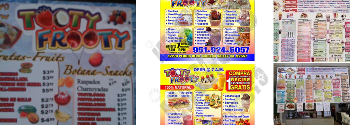 Tooty Frooty Menu