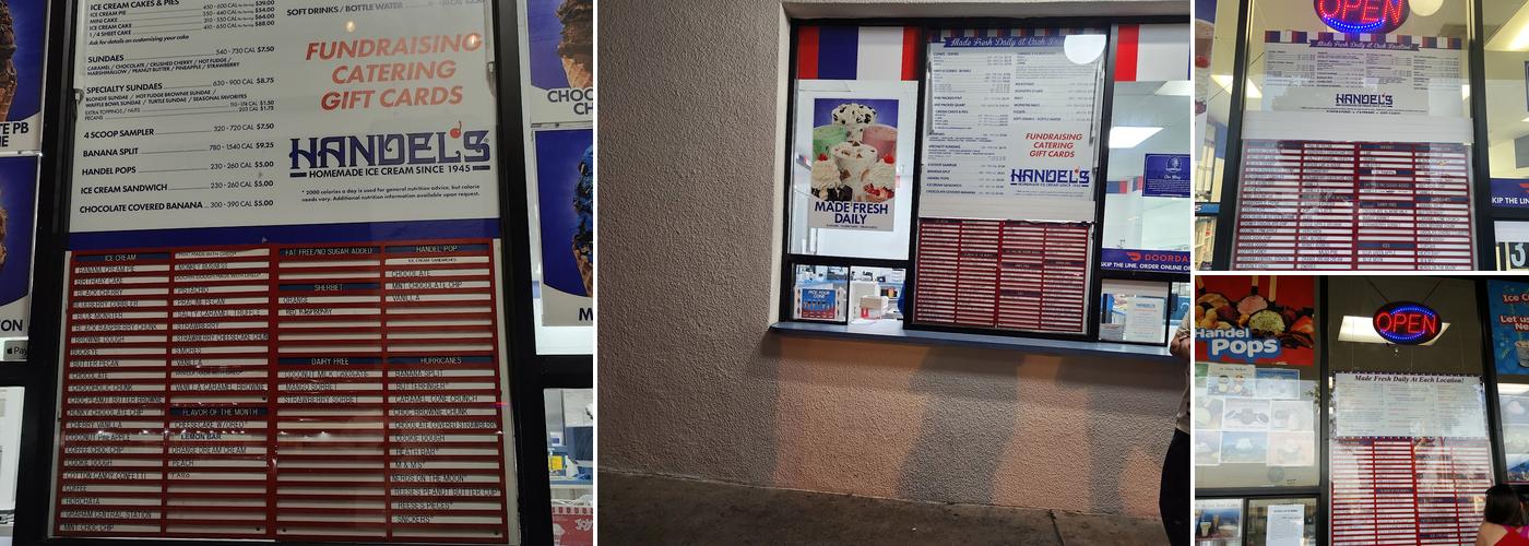 Handel's Homemade Ice Cream Menu