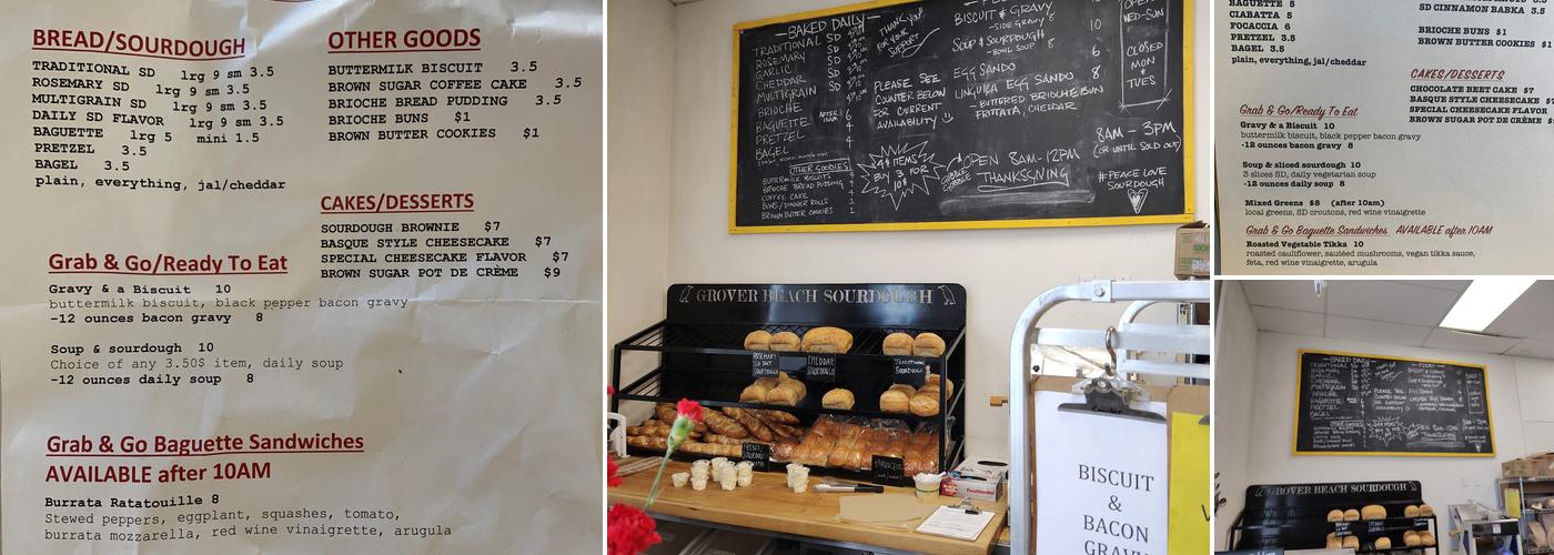 Grover Beach Sourdough Menu