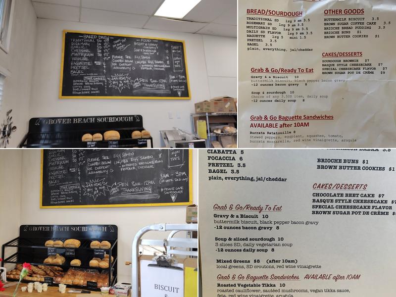 Grover Beach Sourdough Menu