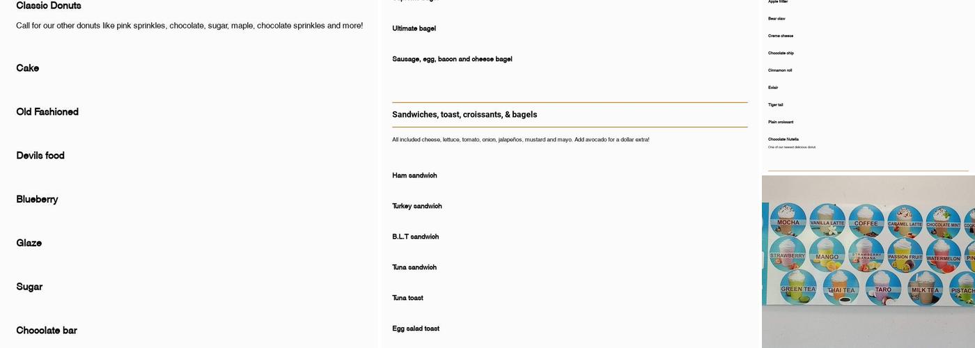 Freshh Donuts Menu