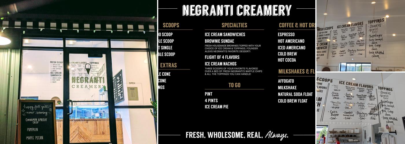Negranti Creamery Menu