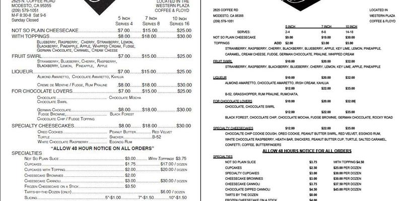 Cheesecake Kitchen Menu