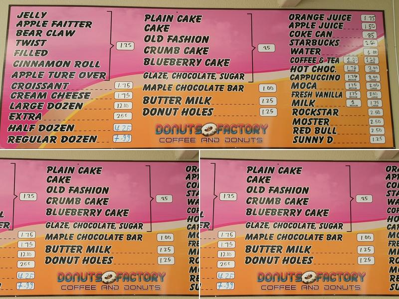 Donut Factory Menu