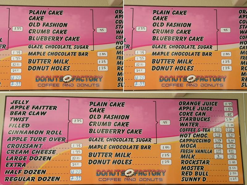 Donut Factory Menu