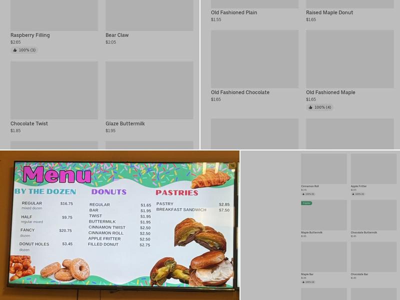 Glaze Donuts Menu
