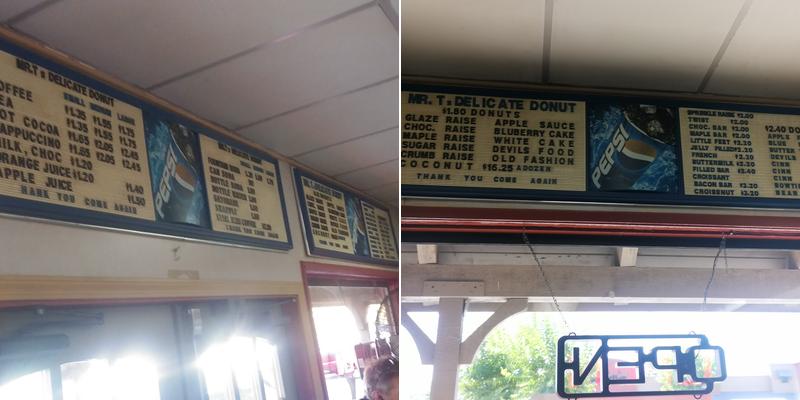 Mr T's Delicate Donut Shop Menu