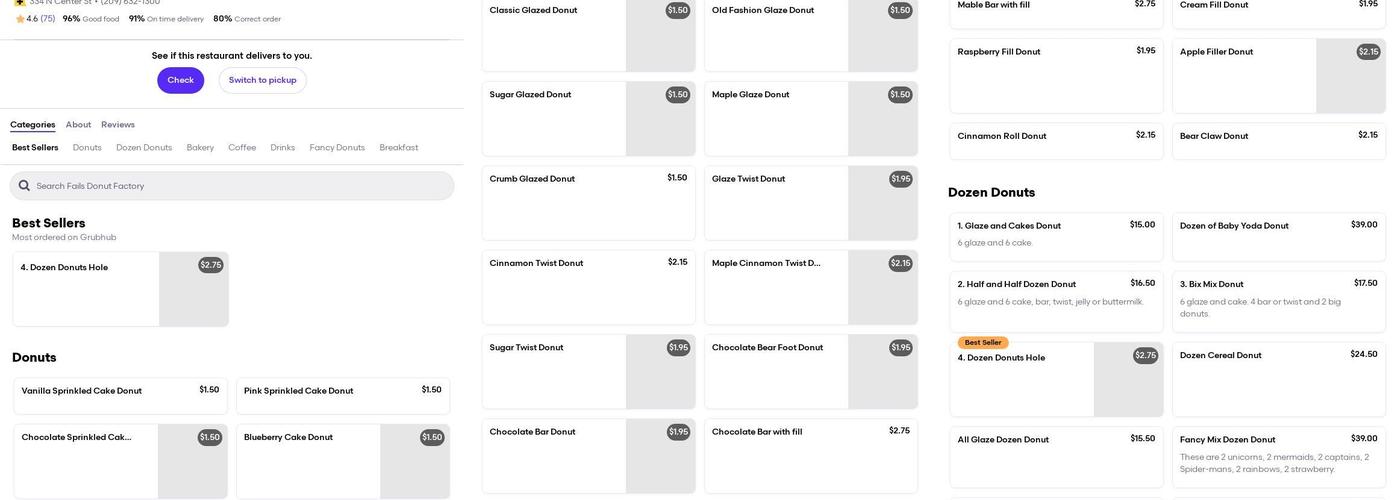 Fails Donut Factory Menu