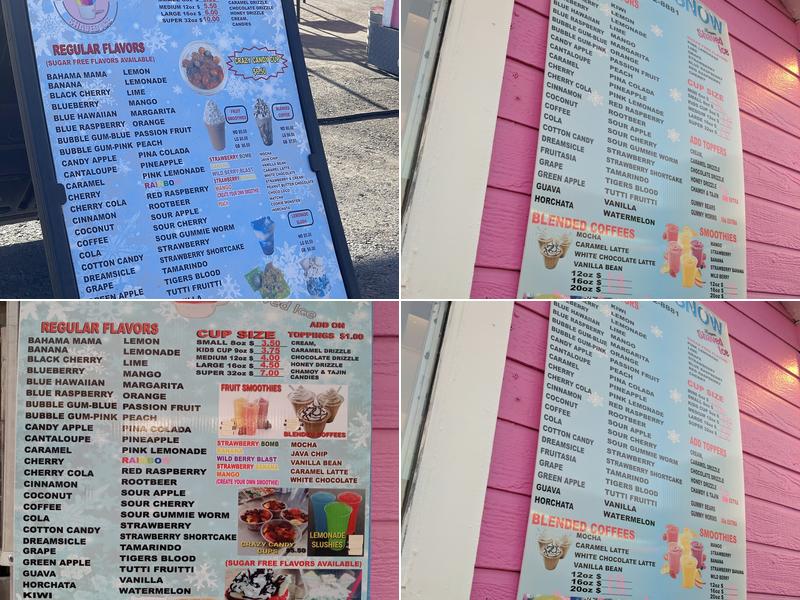 Heaven Snow Shaved Ice Menu