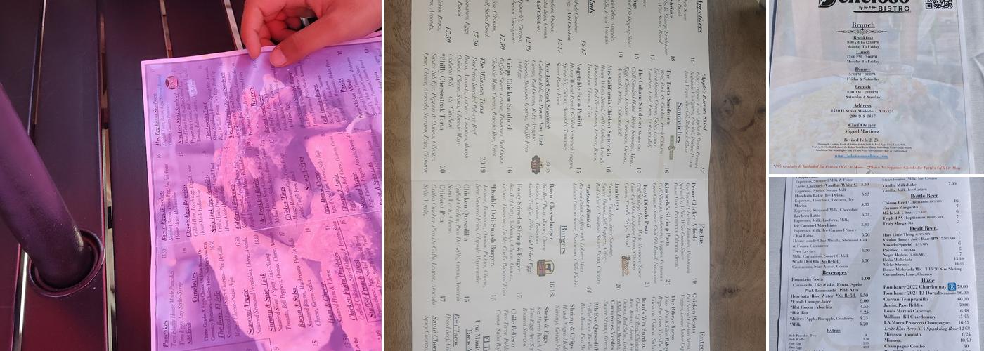 Delicioso Bistro Menu