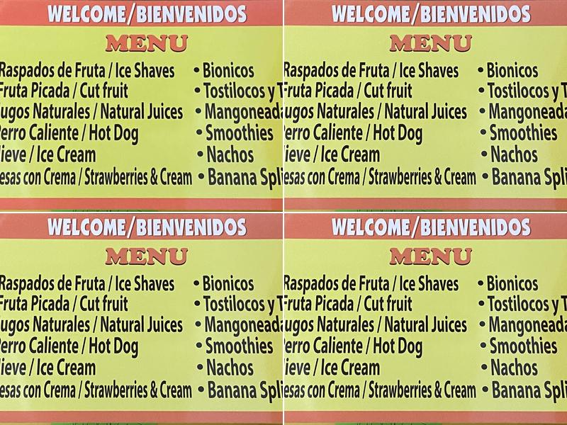 Raspados el amigo Menu