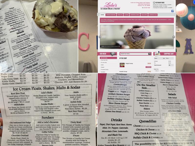 Lulu's Ice Cream Parlor & Treatery Menu