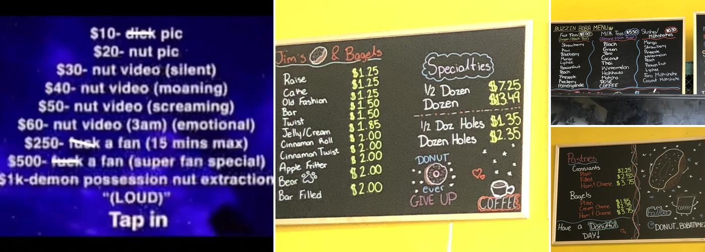 Jim's Donut & Bagel Menu