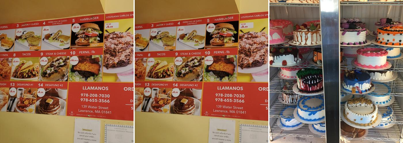 Carlos Cakes Menu