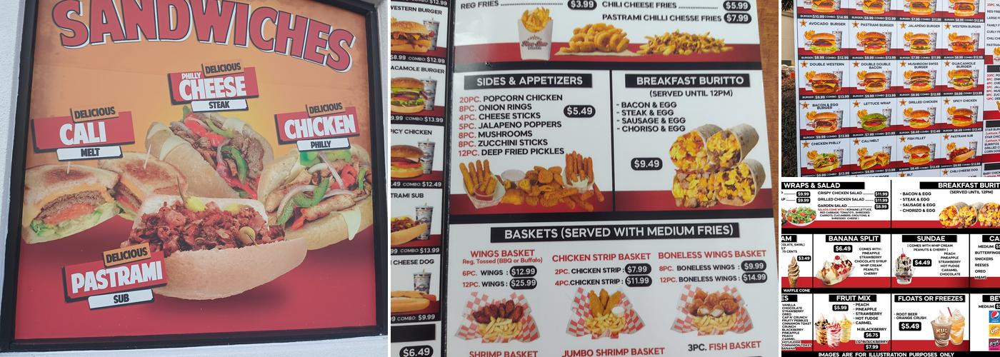 Five Star Burger Menu