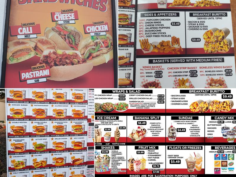 Five Star Burger Menu