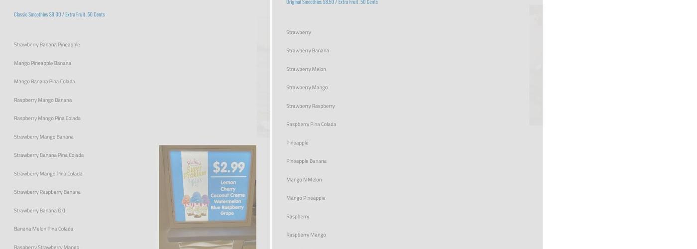 Earth and Sky Bar Menu