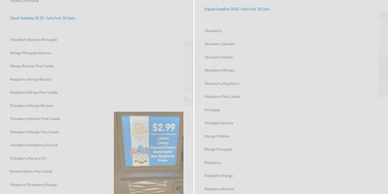 Earth and Sky Bar Menu