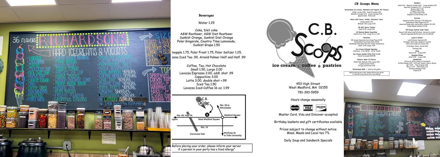 C.B. Scoops Menu