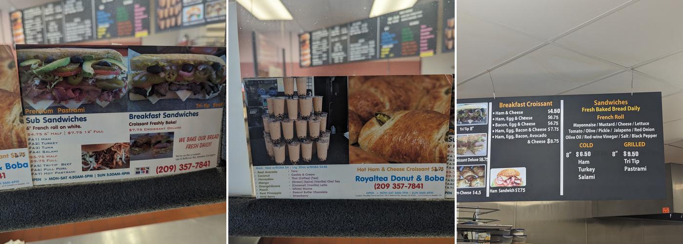 Royaltea Donuts & Sub Menu