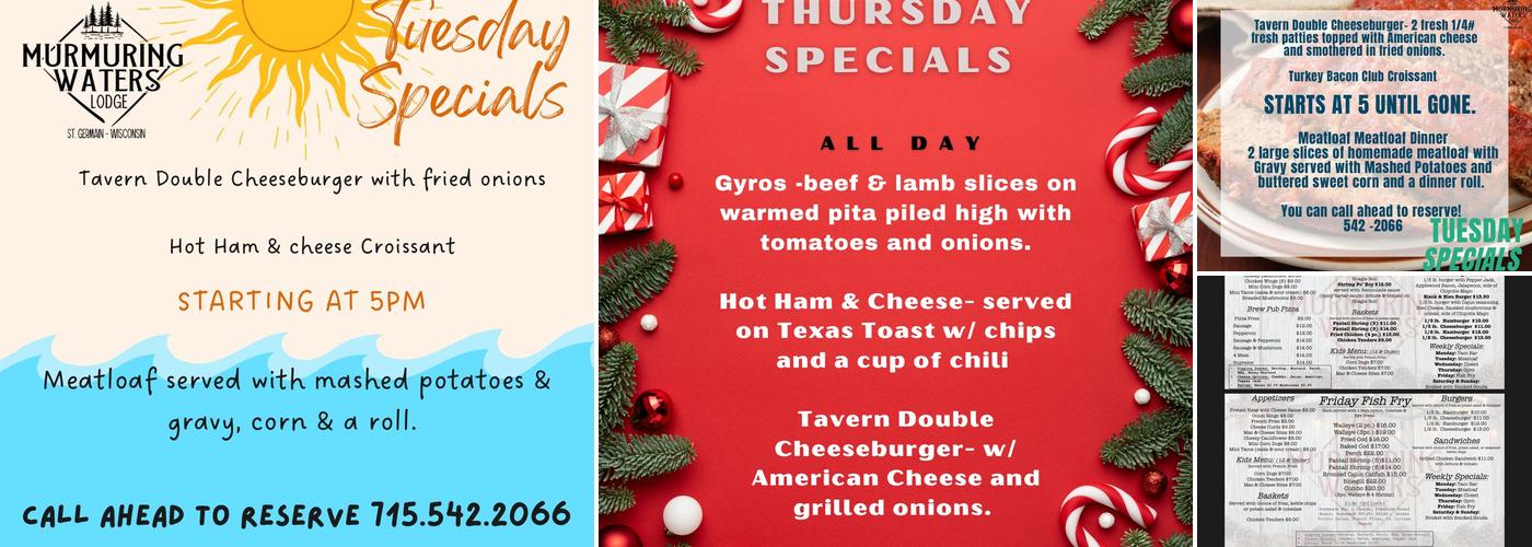 Murmuring Waters Lodge Menu