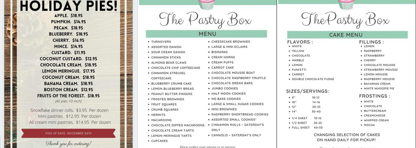 Pastry Box Menu