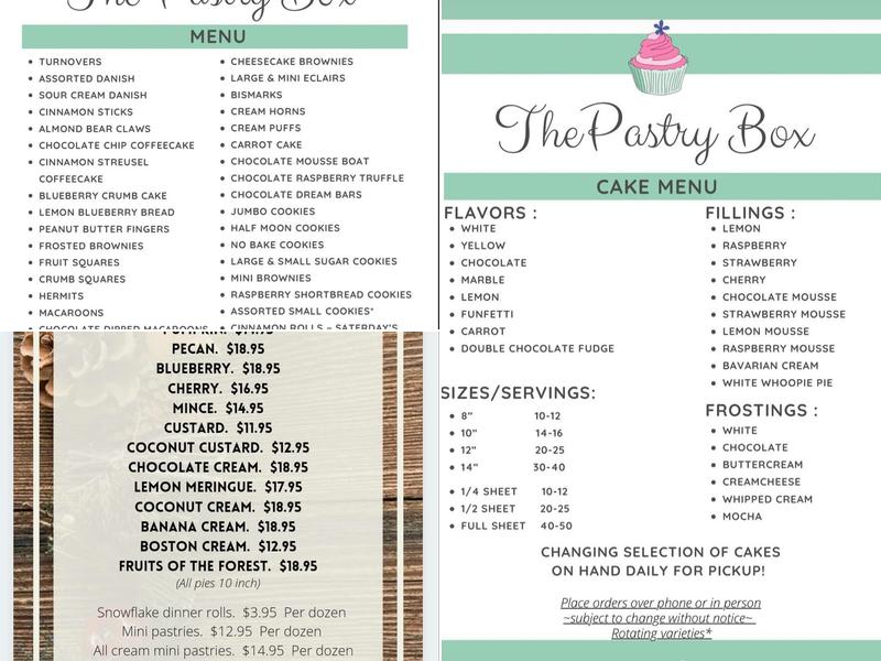 Pastry Box Menu
