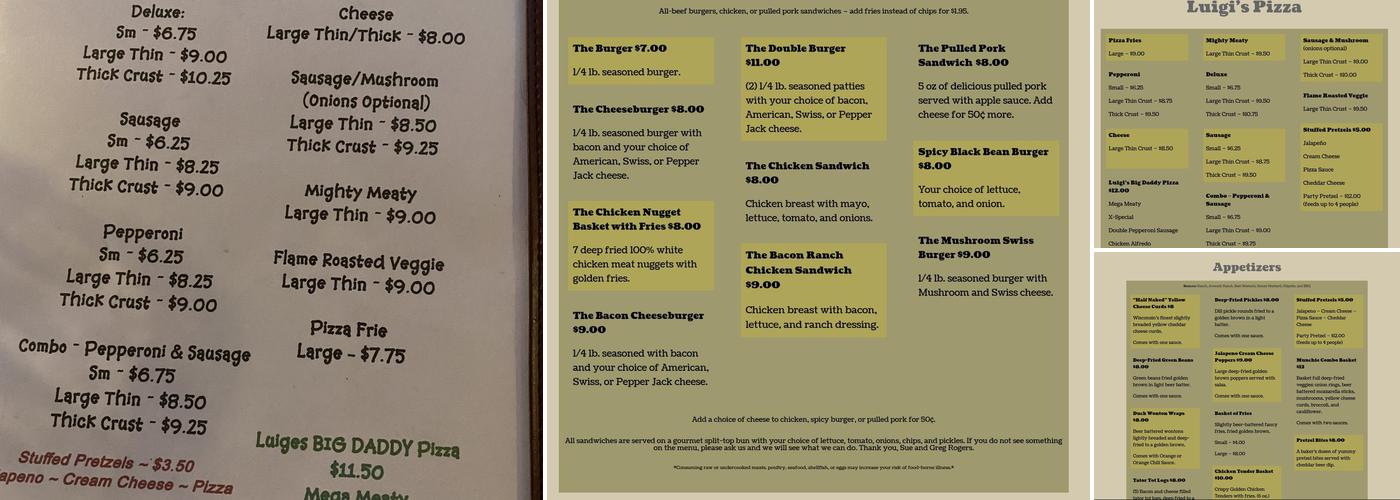 Rogers Bar Menu