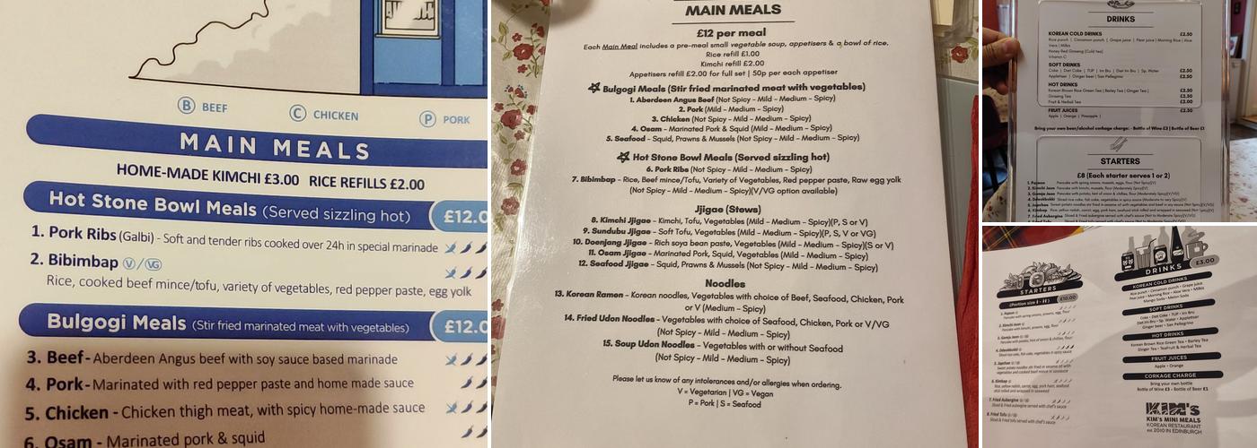 Kim's Mini Meals Menu
