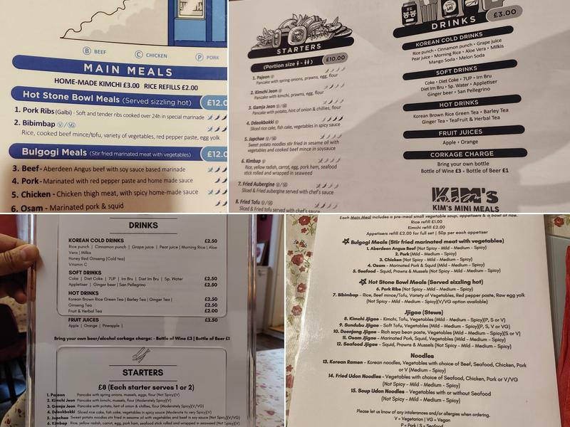 Kim's Mini Meals Menu