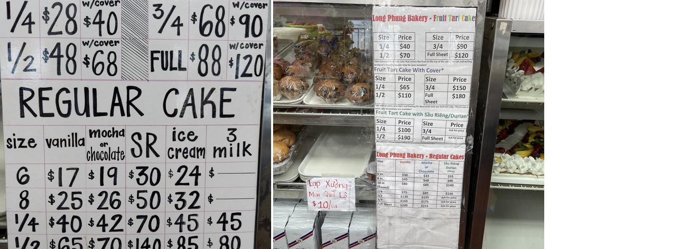 Long Phung Bakery Menu