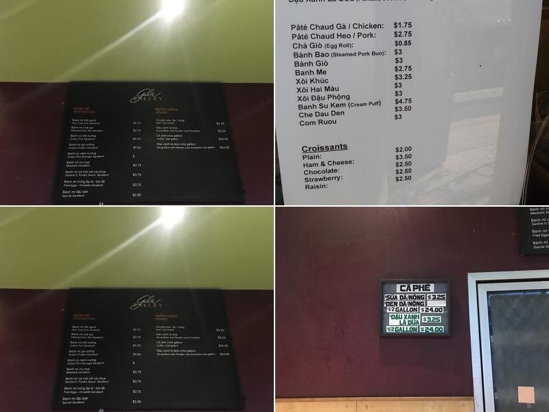 Gala Bakery PLT Menu